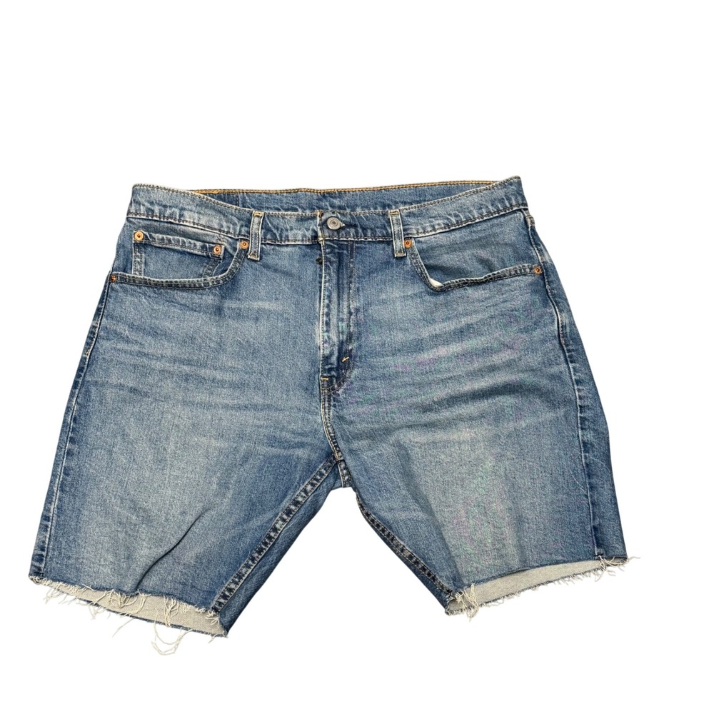 Levi 412 90s Grunge Slim Cut Off Blue Denim Frayed Distressed Shorts Mens Sz 36